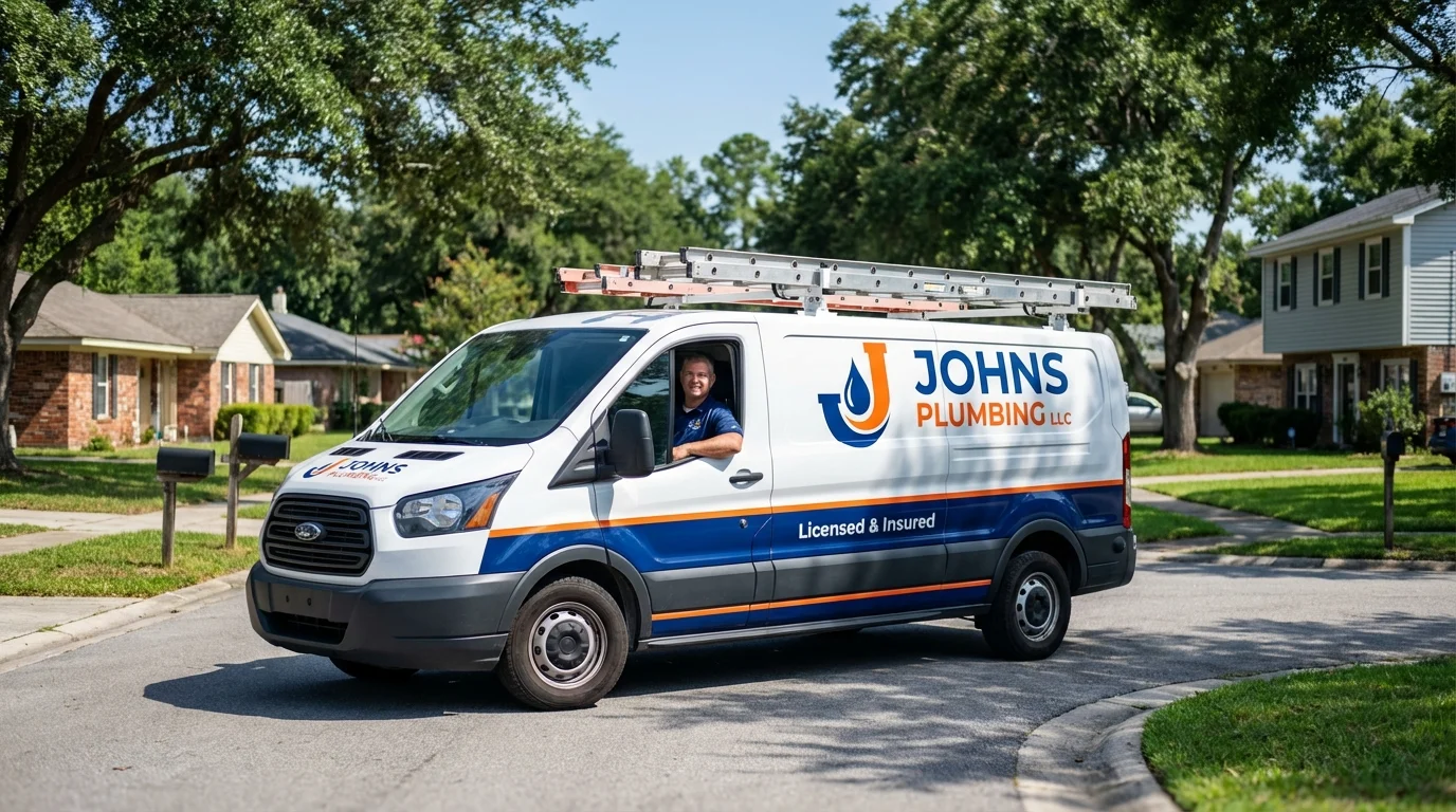 Johns Plumbing LLC service van in Worden, IL