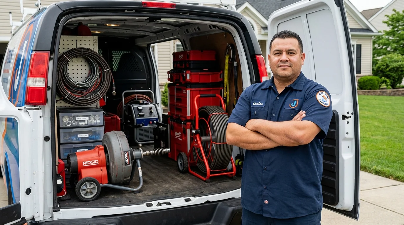 Professional drain cleaning equipment and Johns Plumbing LLC plumber in Worden