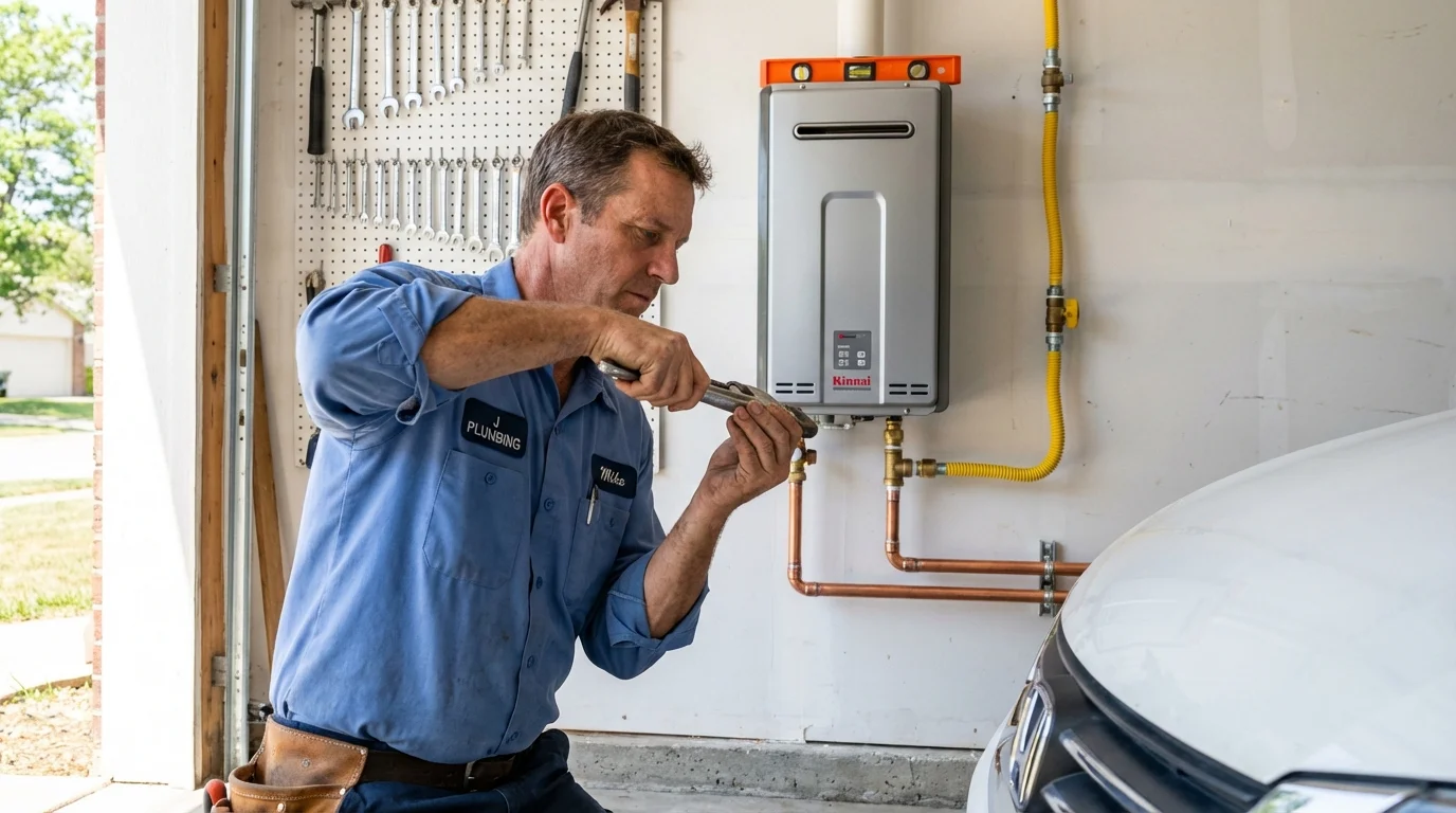 Tankless water heater installation by a Johns Plumbing LLC plumber in Worden
